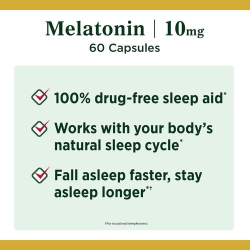 Nature's Bounty Melatonin Sleep Aid Capsules; 10 mg; 60 Count EasyOptionXY LLC