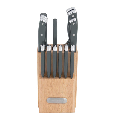 Farberware Triple Riveted Knife Block Set 15-piece in Grey EasyOptionXY LLC