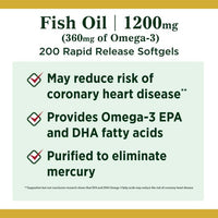 Nature's Bounty Fish Oil With Omega 3 Softgels; 1200 mg; 200 Count EasyOptionXY LLC