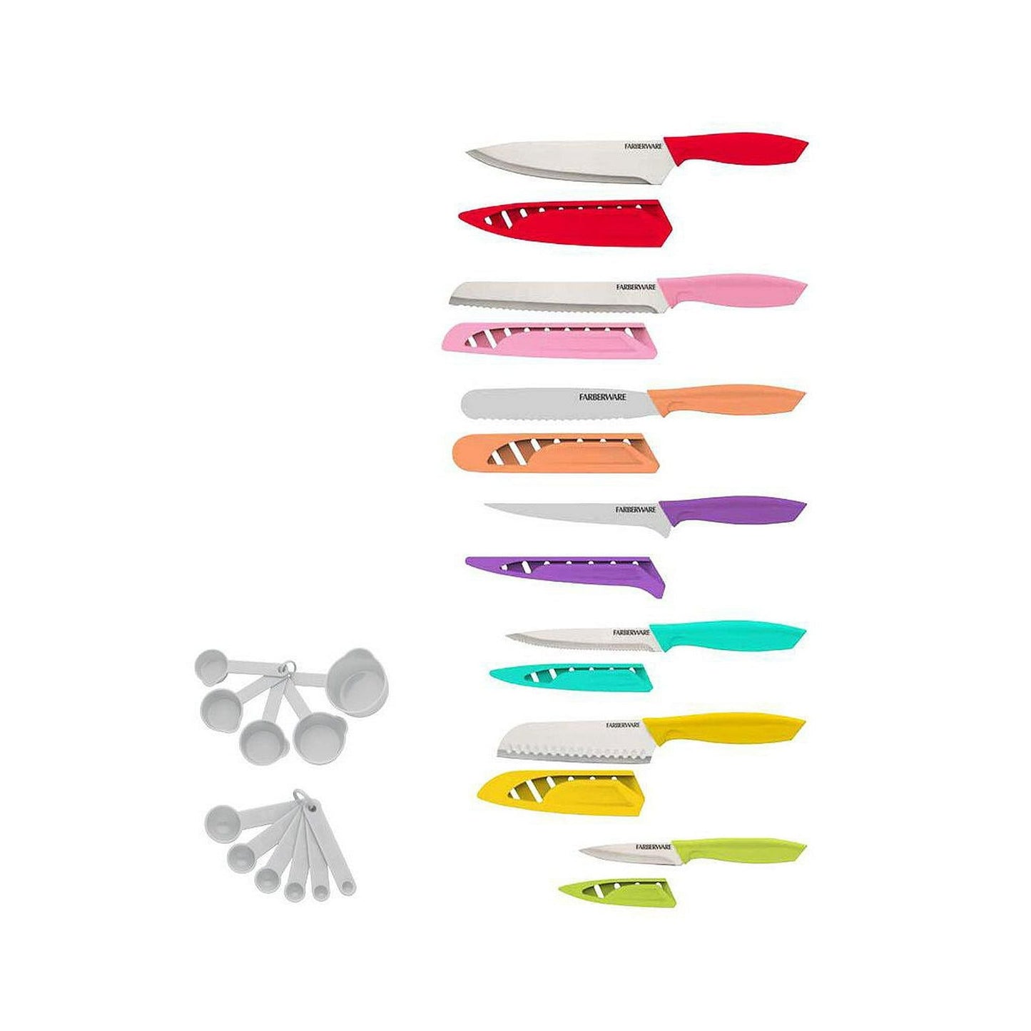 Farberware 25-Pc. Kitchen Cutlery Set with Measuring Tools, Rainbow EasyOptionXY LLC
