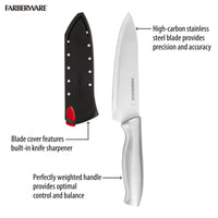 Farberware 6-inch Chef Knife with Edgekeeper Self Sharpening Sleeve, Stamped Stainless Steel Handle EasyOptionXY LLC