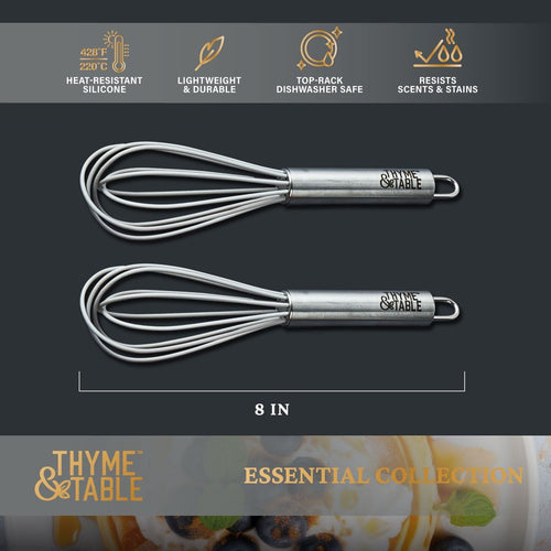 Thyme & Table 2-Pack Silicone Mini Whisks, Gray EasyOptionXY LLC