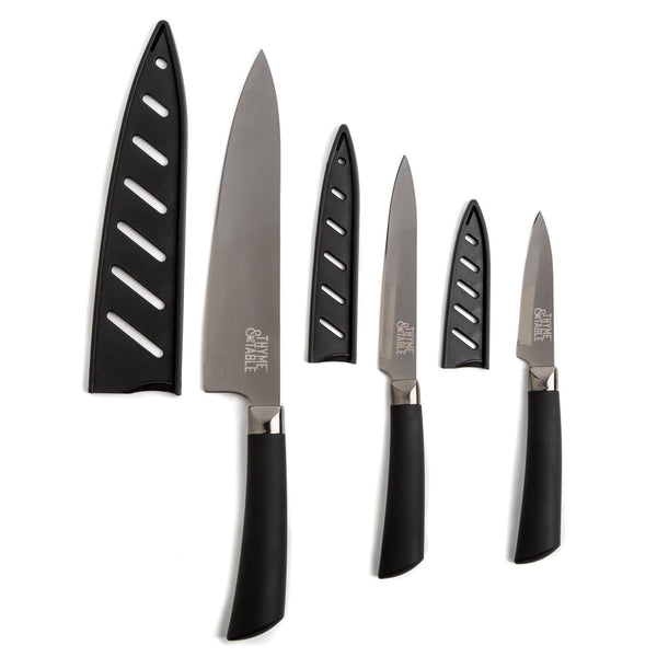 Thyme & Table Non-Stick Coated High Carbon Stainless Steel Kitchen Knives, 3 Piece Set EasyOptionXY LLC