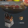 Thyme & Table 15-Piece Gunmetal Knife Block Set with Knife Sharpener EasyOptionXY LLC
