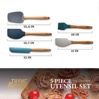 Thyme & Table 5-Piece Silicone Utensil Set with Beechwood Handles EasyOptionXY LLC