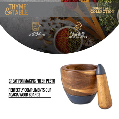 Thyme & Table Acacia Wood Mortar & Pestle EasyOptionXY LLC