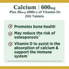 Nature's Bounty Calcium 600 + Vitamin D3 Tablets; 600 mg; 250 Count EasyOptionXY LLC