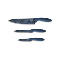 Thyme & Table 3-Piece Stainless Steel Blue Swirl Knife Set with Protective Sheaths EasyOptionXY LLC