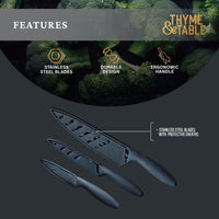 Thyme & Table 3-Piece Stainless Steel Blue Swirl Knife Set with Protective Sheaths EasyOptionXY LLC