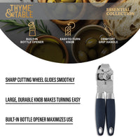 Thyme & Table Manual Stainless Steel Can Opener with Easy-Turn Knob EasyOptionXY LLC