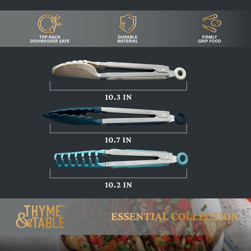 Thyme & Table 3-Piece Locking Tong Set with Non-Scratch Tips EasyOptionXY LLC