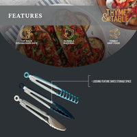 Thyme & Table 3-Piece Locking Tong Set with Non-Scratch Tips EasyOptionXY LLC