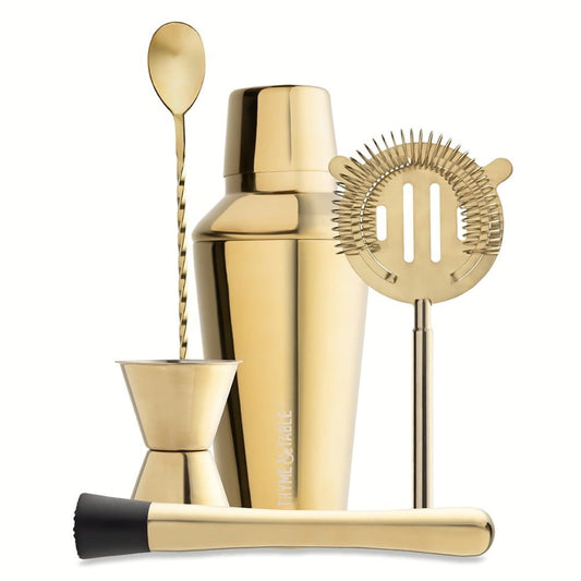 Thyme & Table 5-Piece Stainless Steel Gold Bar Tool Set for At-Home Bar EasyOptionXY LLC