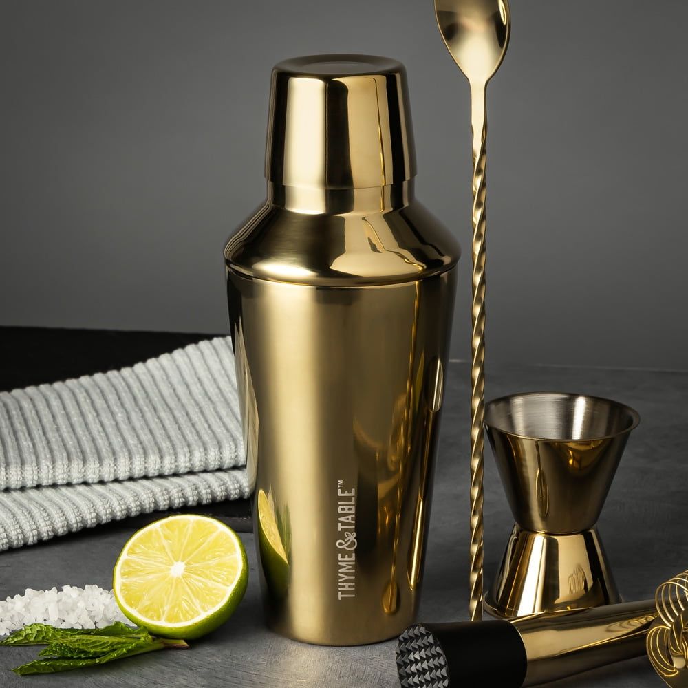 Thyme & Table 5-Piece Stainless Steel Gold Bar Tool Set for At-Home Bar EasyOptionXY LLC