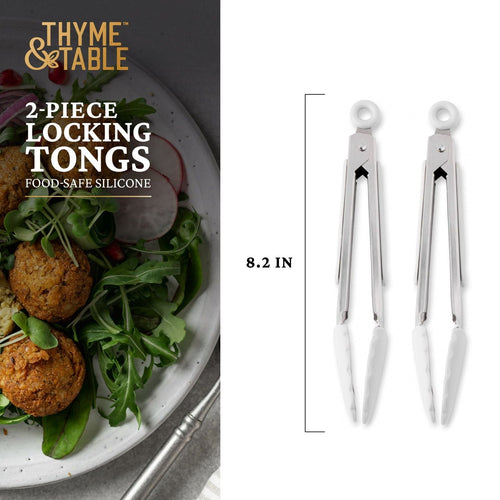 Thyme & Table 2-Pack Silicone Mini Tongs, Gray EasyOptionXY LLC