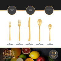 Thyme & Table 20-Piece Royal Stainless Steel Flatware Set, Gold EasyOptionXY LLC