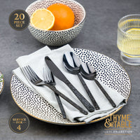 Thyme & Table 20-Piece Lumi Stainless Steel Flatware Set, Black EasyOptionXY LLC