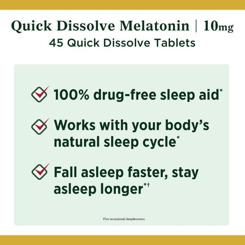 Nature's Bounty Melatonin Sleep Aid Tablets; 10 mg; 45 Count EasyOptionXY LLC