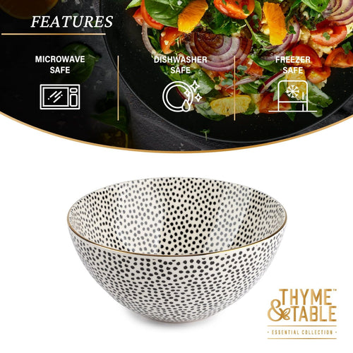 Thyme & Table Stoneware Large Bowl, Dot EasyOptionXY LLC
