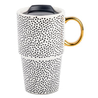 Thyme & Table Stoneware Dot 17oz Travel Mug EasyOptionXY LLC