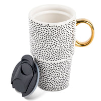 Thyme & Table Stoneware Dot 17oz Travel Mug EasyOptionXY LLC