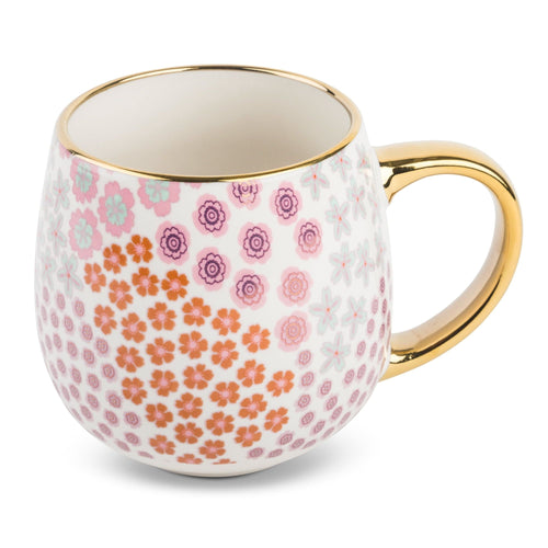 Thyme & Table Stoneware Gold Floral 16oz Coffee Mug EasyOptionXY LLC