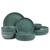 Thyme & Table 12-Piece Stoneware Dinnerware Set, Caspian Green EasyOptionXY LLC