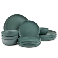 Thyme & Table 12-Piece Stoneware Dinnerware Set, Caspian Green EasyOptionXY LLC