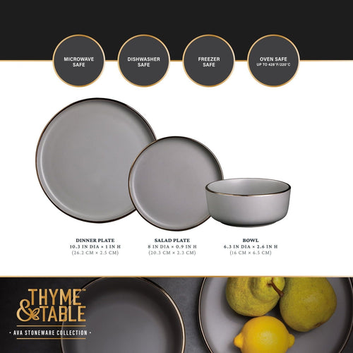 Thyme & Table Dinnerware Ava Stoneware, 12 Piece Set EasyOptionXY LLC