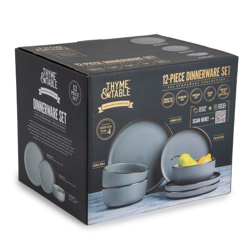 Thyme & Table Dinnerware Ava Stoneware, 12 Piece Set EasyOptionXY LLC