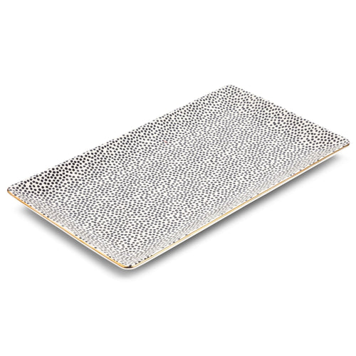 Thyme & Table Stoneware Rectangular Serve Platter, Dot EasyOptionXY LLC