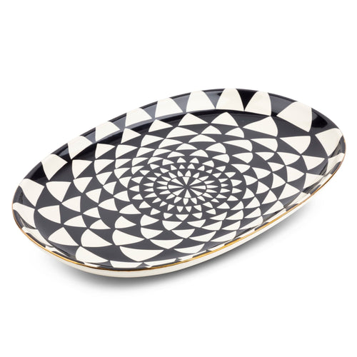 Thyme & Table Stoneware Oval Serve Platter, Medallion EasyOptionXY LLC