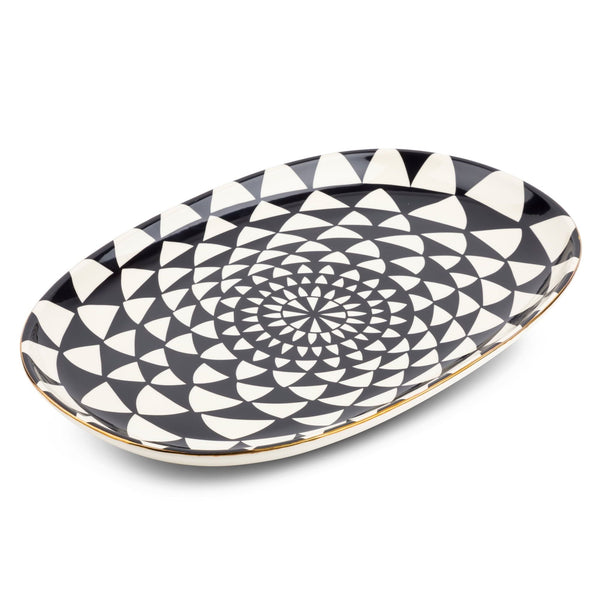 Thyme & Table Stoneware Oval Serve Platter, Medallion EasyOptionXY LLC