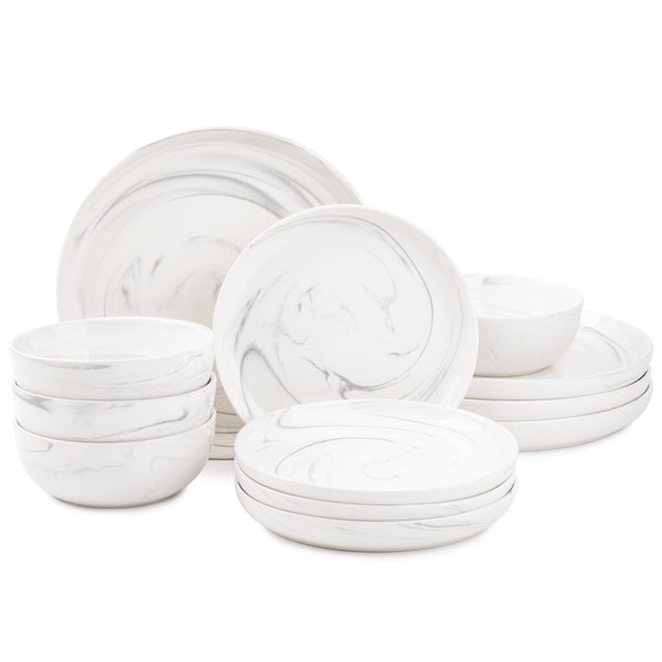 Thyme & Table Dinnerware Grey Marble Stoneware, 12 Piece Set EasyOptionXY LLC