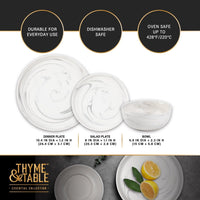 Thyme & Table Dinnerware Grey Marble Stoneware, 12 Piece Set EasyOptionXY LLC