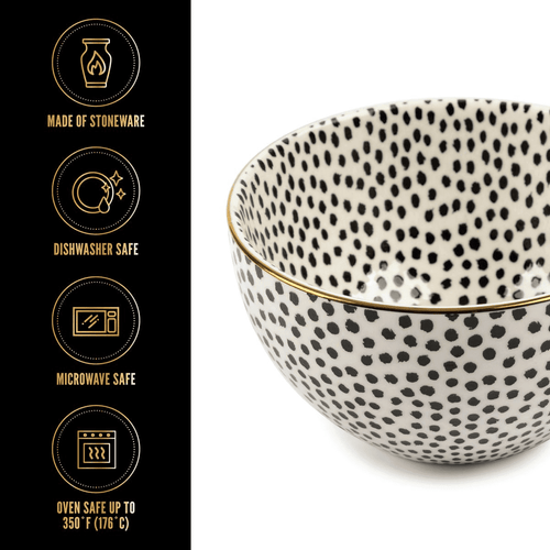 Thyme & Table Servware Black & White Assorted Stoneware Round Bowls, 4 Pack EasyOptionXY LLC