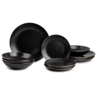 Thyme & Table Dinnerware Black Onyx Stoneware, 12 Piece Set EasyOptionXY LLC