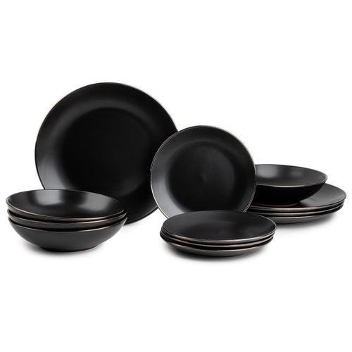 Thyme & Table Dinnerware Black Onyx Stoneware, 12 Piece Set EasyOptionXY LLC