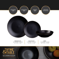Thyme & Table Dinnerware Black Onyx Stoneware, 12 Piece Set EasyOptionXY LLC