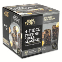 Thyme & Table 4-Piece 20oz Tortoise Brown Drinking Glass Set EasyOptionXY LLC