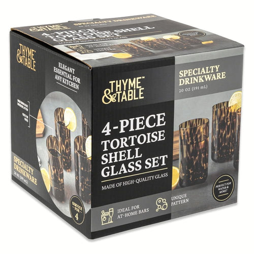 Thyme & Table 4-Piece 20oz Tortoise Brown Drinking Glass Set EasyOptionXY LLC