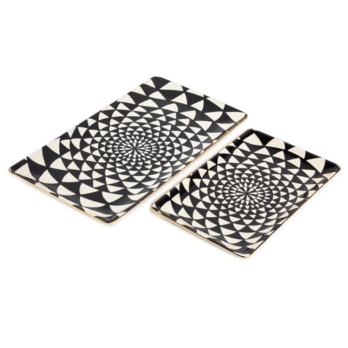 Thyme & Table Stoneware Serve Platter 2-Piece Set, Medallion EasyOptionXY LLC