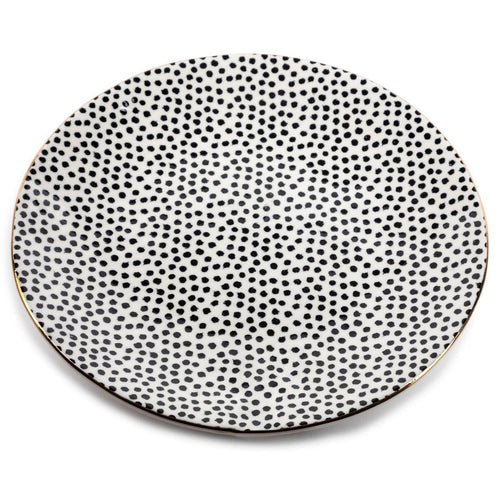 Thyme & Table Dinnerware Black & White Dot Stoneware Round Salad Plate EasyOptionXY LLC