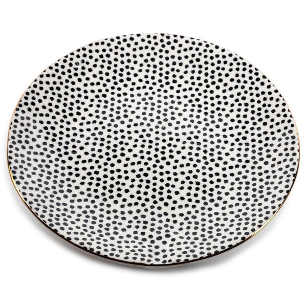 Thyme & Table Dinnerware Black & White Dot Stoneware Round Salad Plate EasyOptionXY LLC