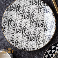 Thyme & Table Dinnerware Black & White Dot Stoneware Round Salad Plate EasyOptionXY LLC