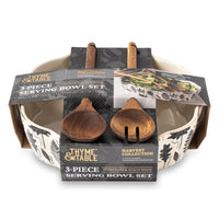 Thyme & Table Harvest 3-Piece 2.5 QT Serving Bowl with Acacia Serving Spoon and Fork Set EasyOptionXY LLC