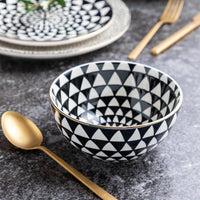 Thyme & Table Dinnerware Black & White Medallion Stoneware Round Bowl EasyOptionXY LLC