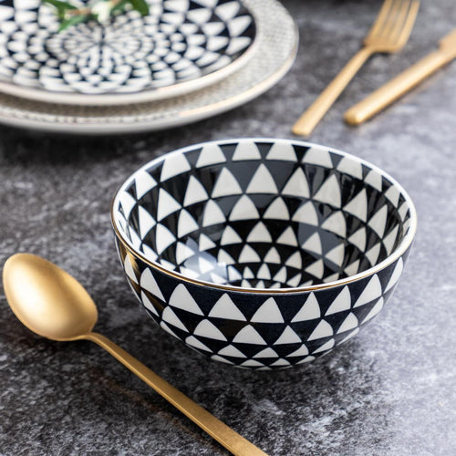 Thyme & Table Dinnerware Black & White Medallion Stoneware Round Bowl EasyOptionXY LLC
