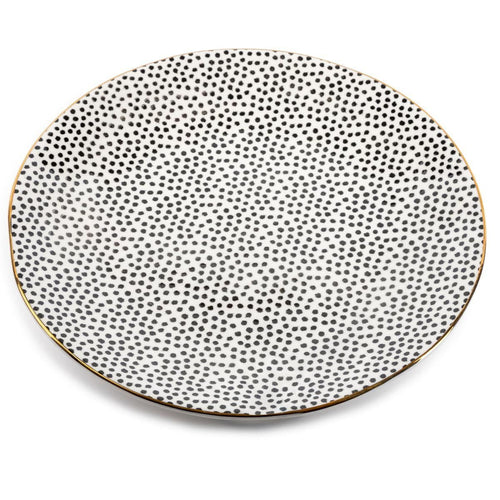 Thyme & Table Black & White Dot Stoneware Plate EasyOptionXY LLC
