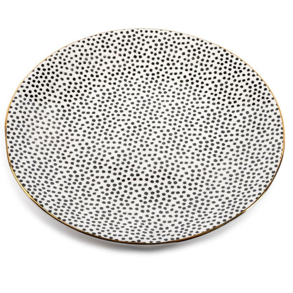 Thyme & Table Black & White Dot Stoneware Plate EasyOptionXY LLC